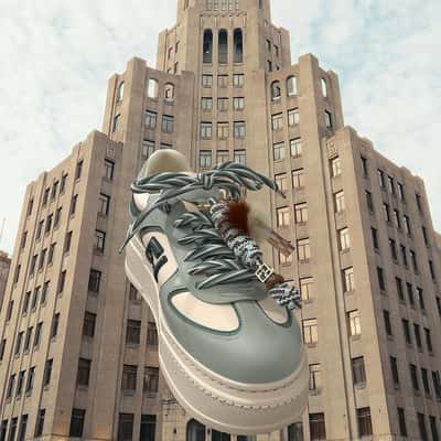 Sneakers Soar Above the City in a fake-out-of-home ad of Fendi