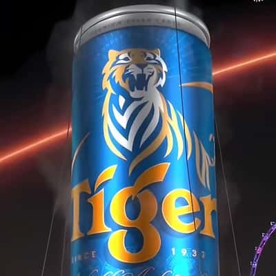 Can Installation on Floating Platform in fake-out-of-home ad of Tiger Beer