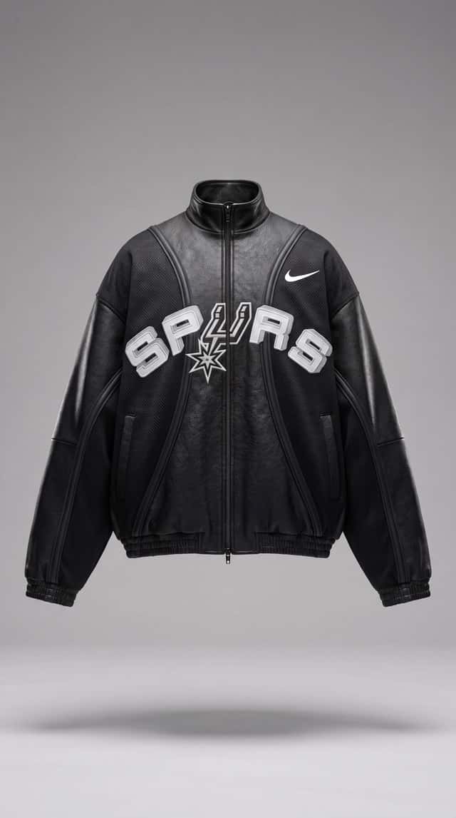 Nike x San Antonio Spurs oversized basketball leather jacket