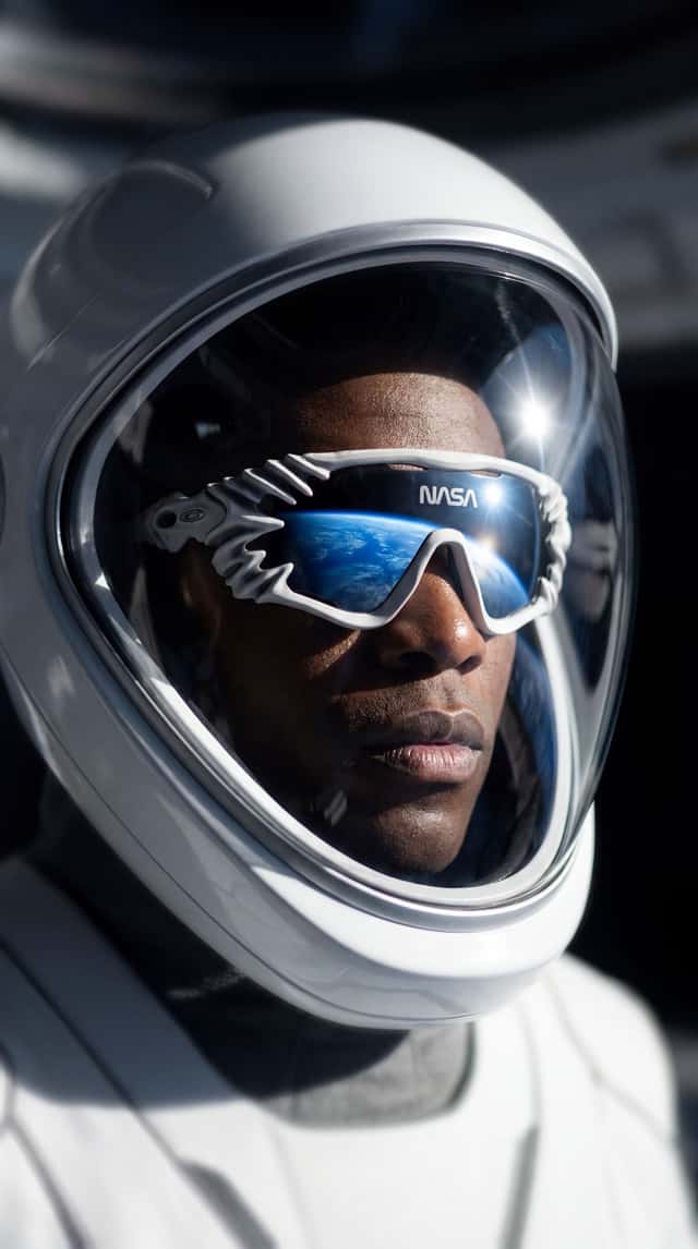 NASA x Oakley sunglasses concept resting in a lunar impact crater