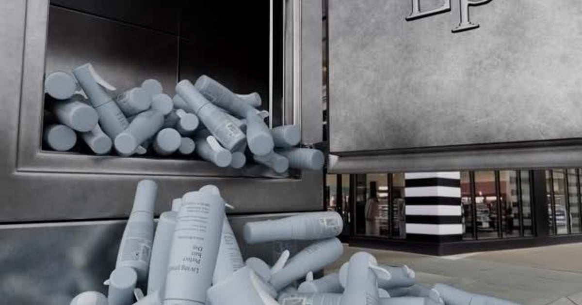 FOOH Ad Living Proof Vault Opens to Spill Spray Bottles